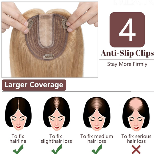 Best Breathable Real Hair Topper for Women Crown Topper No Bangs