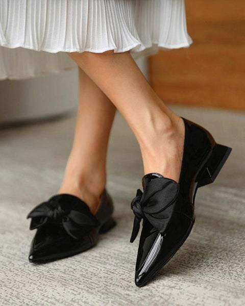 Bowknot Pointed Loafers Slip-on