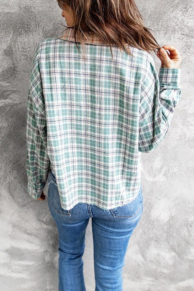 Stand Out Multi Plaid Color Block Blouse