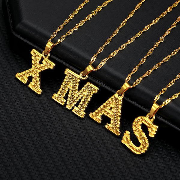 A-Z Letter Gold Color Metal Hiphop Necklace